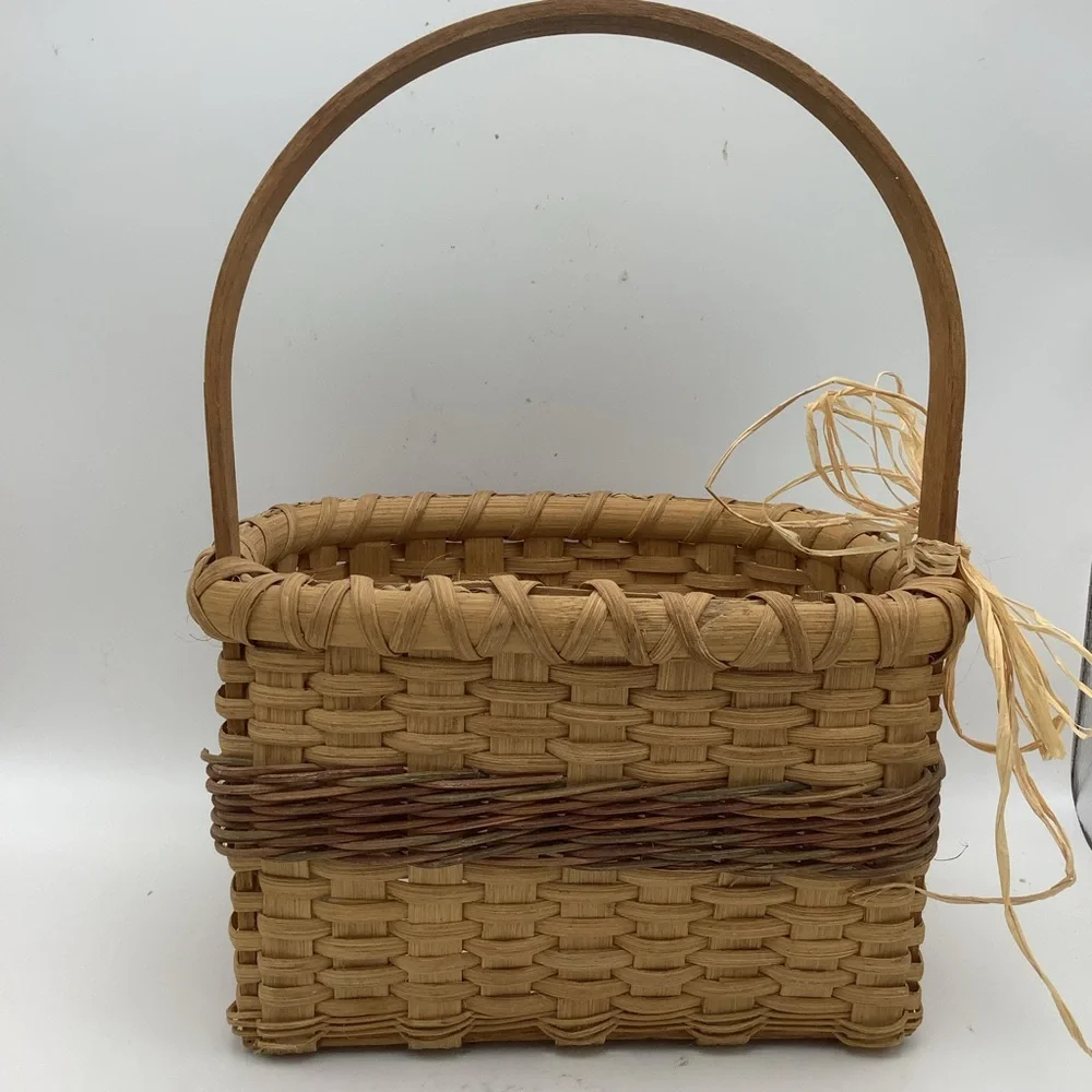 Vintage Handcrafted Tan Woven Basket